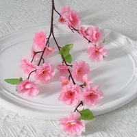 Branche artificielle de fleur de pêcher en soie, branche unique de fleur de prunier ou de cerisier pour décoration de mariage, de maison et photographie en extérieur