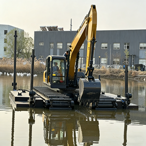 Excavatrice amphibie polyvalente et économique pour le creusement de bassins et la lutte contre les inondations - Product Image 2