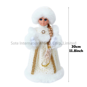 Figuras Decorativas de Snegurochka de 30 cm, Color Blanco Dorado Brillante, Regalos de Año Nuevo Ruso - Product Image 2