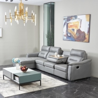 Canapé-lit sectionnel multifonctionnel moderne avec fauteuil inclinable électrique, chaise longue de rangement et console abattable avec porte-gobelets, ensemble de canapés en tissu