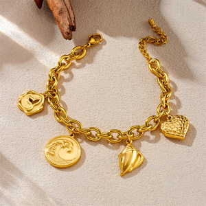 Gold Plated Charm Bracelet With Wave Conch Fishtail Pendant Women's Jewelry Gift Fashion Accessory - Product Image 2