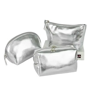 Borsa per il trucco in morbida pelle argentata, impermeabile, portatile, in <span class=keywords><strong>tre</strong></span> pezzi, per viaggi d'affari B0013 - Product Image 5