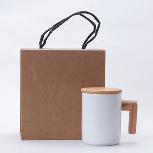 Mug en céramique de style nordique avec couvercle à vis, poignée et cuillère, compatible lave-vaisselle et micro-ondes, écologique, tasse à thé de bureau, cadeau, impression de logo - Product Image 3