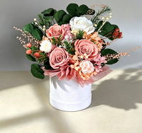 Bouquet de 4 Roses Mixtes Fleurs Éternelles Chine Cadeau Fête des Mères Anniversaire pour Femme Maman Épouse Grand-Mère Elle Rose Vieil Orange