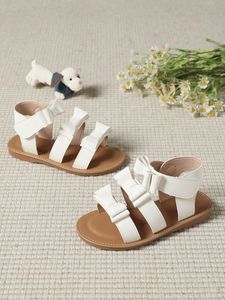 Sandales d'été montantes pour enfants, blanches, or et argent, avec nœud, vente en gros - Product Image 2
