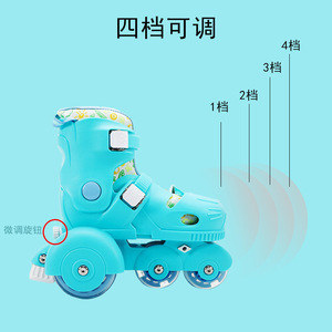 Patins à roulettes réglables pour enfants, roues en PU bleu poudré, double rangée, taille unisexe 210A - Product Image 4