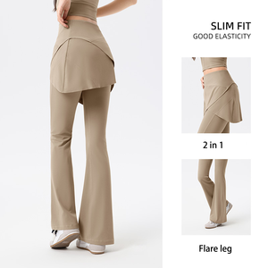 Nuovi Arrivi: Leggings da Donna 2 <span class=keywords><strong>in</strong></span> 1 con Gonna Elegante e Pantaloni a Zampa, <span class=keywords><strong>in</strong></span> Nylon Spandex, Vestibilità Slim, Alta Elasticità, Effetto Seconda Pelle, per Allenamento - Product Image 5