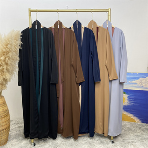 1991 # çarpıcı geri dönüşümlü açık Abaya yan cepler ile düz renk her iki taraf giyen müslüman kadın hırka 5 renkler - Product Image 6
