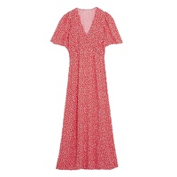 Dresses — robe longue portefeuille à manches évasées pour femmes, grande taille, col en v, à pois, décontractée, élégante, col en v, collection d'été 2022