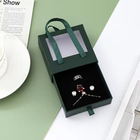 Boîte cadeau à bijoux avec logo personnalisé, fenêtre transparente, emballage en papier de luxe pour bague, collier, boucles d'oreilles, bracelet