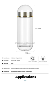 Rỗng huyết thanh bao bì Capsule Shaped nhựa container cho Capsule Pill Tablet Y bao bì rõ ràng chai nhựa viên nang - Product Image 3