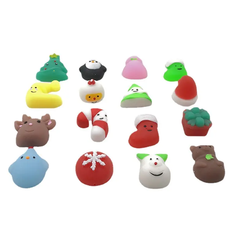 Tpr Zacht Rubber Anti Stress Kaars Kerst Glitter Mochi Squishy Dieren Speelgoed