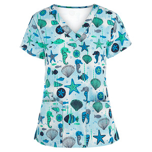 T-<span class=keywords><strong>shirt</strong></span> d'infirmière personnalisé, bon marché, vente en gros, uniforme du personnel médical, chemise imprimée, haut à récurer, collection - Product Image 3