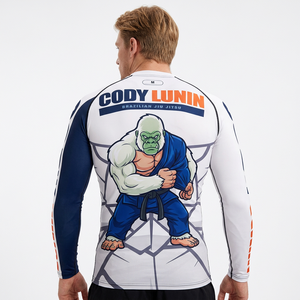 Men's Round Neck Gym <b>T</b>-<b>Shirts</b> Custom Logo Sublimation Printed MMA <b>BJJ</b> Surf Rashguard Design Logo - Product Image 2