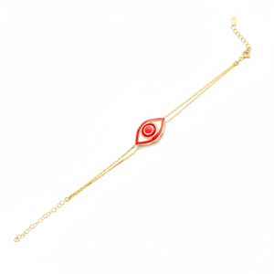 <b>Red</b> Enamel Eye Design <b>Bracelet</b> Turkish Handmade Wholesale 925 Sterling Silver Jewelry - Product Image 2