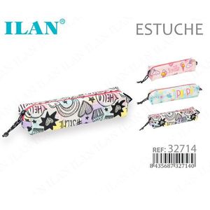 Astuccio ILAN in Tessuto Metallizzato con Design Stampato per Materiale Scolastico - Product Image 1