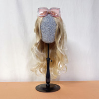 DE-LIANG Mannequin de tête de haute qualité pour la mode, avec support en acier argenté et diamant, pour présentation de chapeaux et perruques, base en mousse