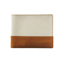 Dompet Kulit Asli Crazy Horse Berkualitas Tinggi, Dompet Kanvas Campuran Santai untuk Pria, Anti RFID