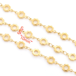 Cadena de girasol de acero inoxidable chapada en oro de 18k para la fabricación de collares, material de joyería DIY, forma de flor redonda hueca H1621 - Product Image 2