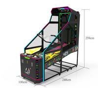 Superfun Machine d'arcade de basketball en métal, à monnayeur, jeu de sport d'intérieur, effets lumineux LED, basketball à écran partagé