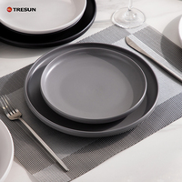 Plato Redondo Plano de Porcelana con Acabado Mate Blanco Hueso, Estilo Nórdico, para Servir Comida Occidental, Plato de Cerámica Personalizado para Filetes, para Hotel
