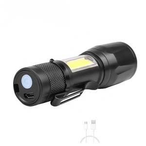 Xách Tay <span class=keywords><strong>Mini</strong></span> 10W LED <span class=keywords><strong>Torch</strong></span> Đèn pin XPE COB ánh sáng với 3 chế độ màu xanh lá cây hợp kim nhôm USB sạc không thấm nước đi kèm hộp quà tặng - Product Image 6