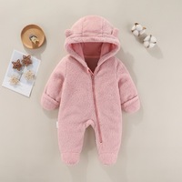 Combinaison chaude et confortable pour bébé fille, avec capuche à oreilles d'ours, épaisse, pour l'automne