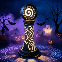 Décoration d'Halloween extérieure, statue de pilier en fibre de verre imperméable, éclairage LED, grand accessoire 3D pour Halloween, décoration de fête
