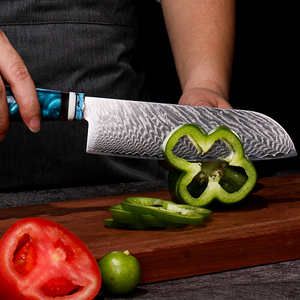 Cuchillo de <span class=keywords><strong>Chef</strong></span> Japonés Jinniangzi de 8 Pulgadas, Acero de Damasco |   Cuchillo de Cocina Profesional Ultra Afilado de Acero con Alto Contenido de Carbono |   Asa de resina hecha a mano - Product Image 5