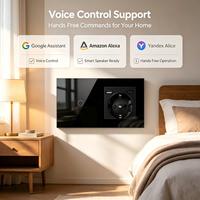UBARO pour prise intelligente Wi-Fi tactile EU Schuko avec panneau en verre trempé USB-C, 1 gang 1 voie, contrôle vocal via application, compatible avec les dispositifs de minuterie
