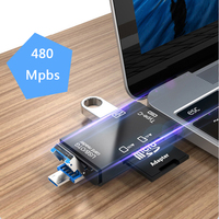 Lector de Tarjetas OTG Tipo C SD TF 6 en 1, Adaptador de Memoria USB Micro USB, Transferencia de Alta Velocidad de 480 MBPS, Lector de Tarjetas Multifuncional
