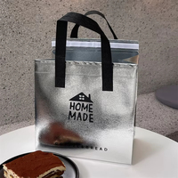 Sac isotherme gris argenté non tissé pour emballage alimentaire, garde au chaud et au froid, livraison réutilisable, pochette thermique portable