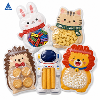Pochette zippée personnalisée en forme d'animal de dessin animé avec fenêtre transparente, sac à collation refermable pour enfants, cadeau de bonbons, découpe spéciale en Mylar
