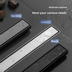 OEM Long Strip 304 Stainless Steel Floor Drain Anti-odor Filter Ultra-narrow Hidden Design Brushed Surface Bathroom - Product Image 3