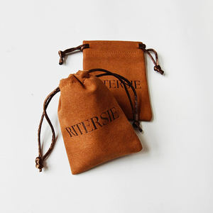 Luxury Logo Printed Microfiber Recyclable Jewelry Packaging <b>Bag</b> Drawstring Pouch <b>Personalized</b> Deboss Printing 10x25cm Small <b>Gift</b> - Product Image 3