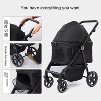 Poussette pliable réglable à 4 roues, imperméable et coupe-vent pour animaux de compagnie (chats et chiens), capacité 30 kg, compatible toutes saisons, pour promenades en voiture