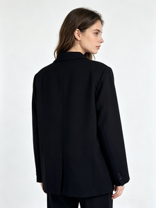 Blazer negro <span class=keywords><strong>para</strong></span> mujer, chaqueta de <span class=keywords><strong>traje</strong></span> con doble botonadura, ropa de trabajo <span class=keywords><strong>para</strong></span> oficina, ropa exterior profesional formal <span class=keywords><strong>elegante</strong></span> y ajustada - Product Image 2