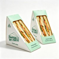 Boîte à sandwich en papier avec fenêtre et logo personnalisé, emballage alimentaire imprimé sur mesure pour boulangerie, café, à emporter