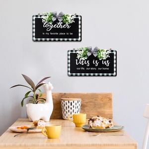 2 ชิ้น Buffalo ลายสก๊อตไม้ป้ายตกแต่งผนังชนบท Buffalo ลายสก๊อตป้ายสีดําและสีขาว Vintage ฟาร์มเฮาส์ตกแต่งสําหรับบ้าน - Product Image 5