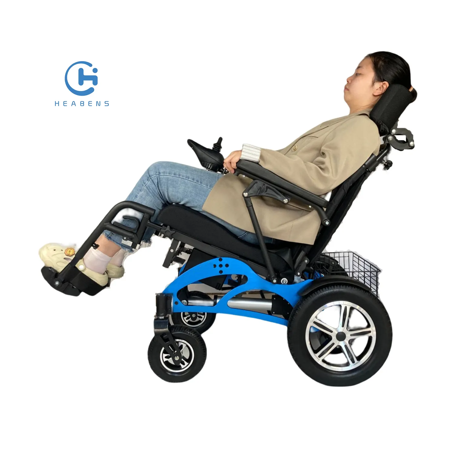 Cadeira de rodas elétrica bariátrica dobrável e confortável, cadeira inclinada com rodas para idosos