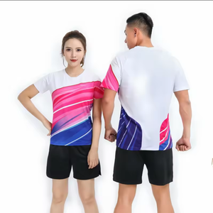 Vente en gros de chemises de sport Oem Training Running Fashion personnalisées en polyester Maillot de badminton respirant à séchage rapide - Product Image 3