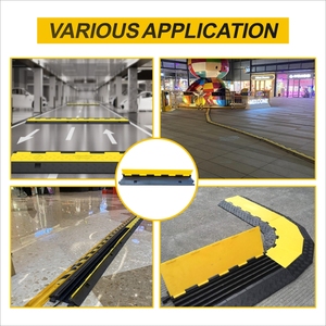 Rampes de protection de câbles en PVC jaune + noir, rampe de vitesse, caoutchouc robuste, 2 canaux, sécurité routière - Product Image 6
