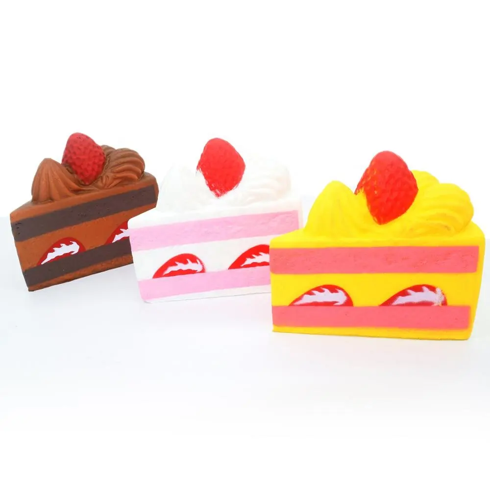 Triangle shape multicolor strawberry cream rainbow cake wholesale squishies factory supplier cupcake squishy