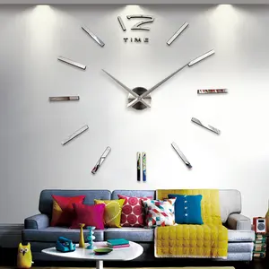 Vente horloge murale horloge 3d bricolage acrylique miroir autocollants salon Quartz aiguille Europe horloge livraison gratuite