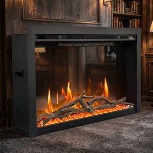 <span class=keywords><strong>Cheminée</strong></span> électrique virtuelle de luxe de 29 pouces avec écran LCD, design moderne avec WiFi pour usage domestique ou hôtelier, effet de étincelles - Product Image 4
