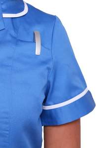 Healthcare <strong>UK</strong> Nurse Women Zip Front Round Collar <strong>Dress</strong> Blue Stripe White Trim Uniform Ladies Materity Healthcare <strong>Tunic</strong> - Product Image 5