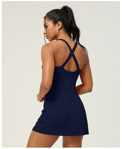 Golf Active abiti con spacco laterale vestito da Tennis con costruito in pantaloncini e reggiseno Falda De Tenis Para Mujer Yoga gonna abito intero - Product Image 6