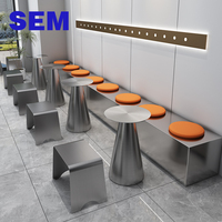Table et chaises de salle à manger en acier inoxydable OEM d'usine, mobilier de restaurant, tables pour l'extérieur, ensembles de tables et chaises pour les cafés