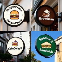 Panneaux publicitaires lumineux ronds personnalisés avec logo, enseignes extérieures pour commerces, enseignes lumineuses circulaires à LED