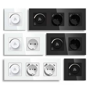 MVAVA-Panel de cristal eléctrico ajustable, perilla giratoria de control de iluminación, ventilador de techo, interruptor atenuador de 500W, estándar de la UE - Product Image 1